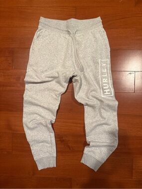 Hurley Light Gray Men's Jogger Sweatpants with Logo